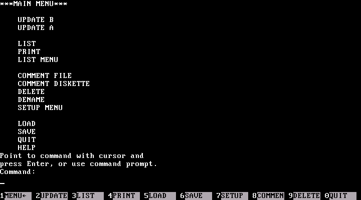 IBM Diskette Librarian 1.00 - Menu